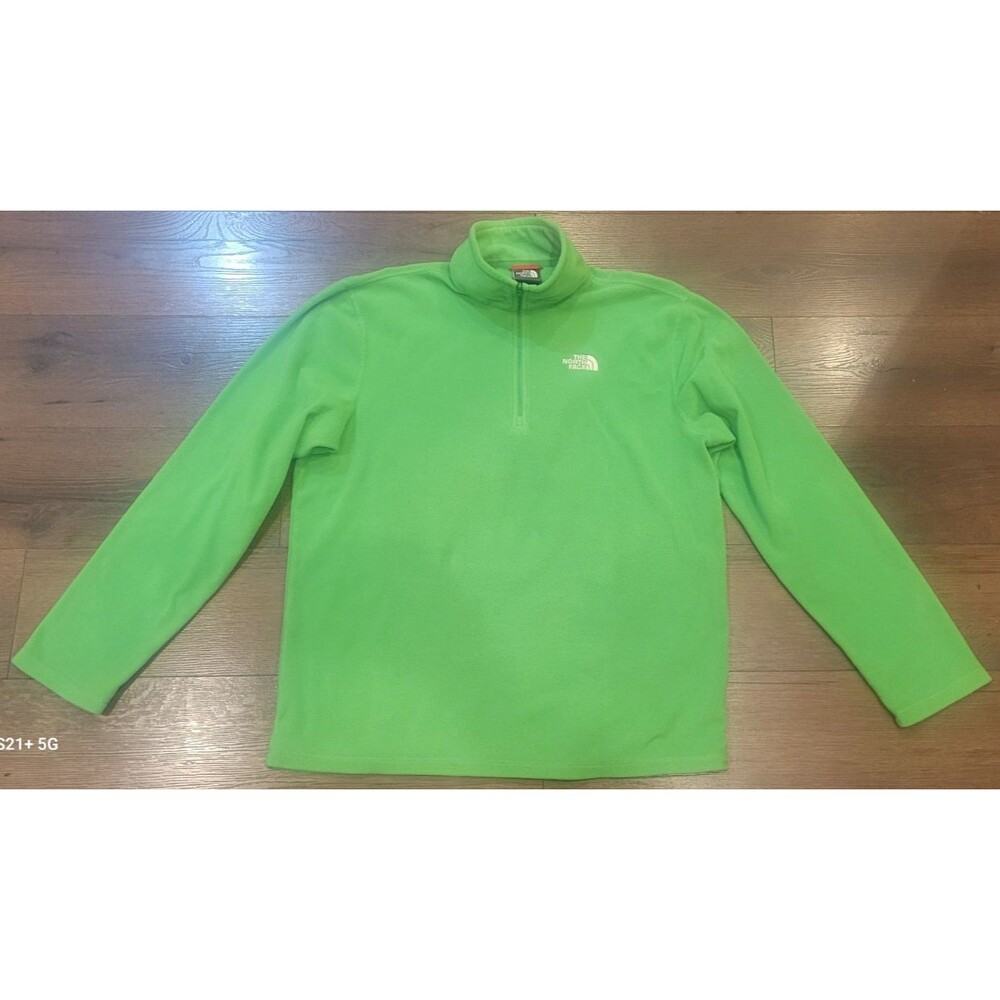The North Face Mens Soft Fleece Pullover Bright Green 1/4 Zip Polartec Sz Medium